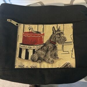 Black Canvas Bag with Dog Embroidery